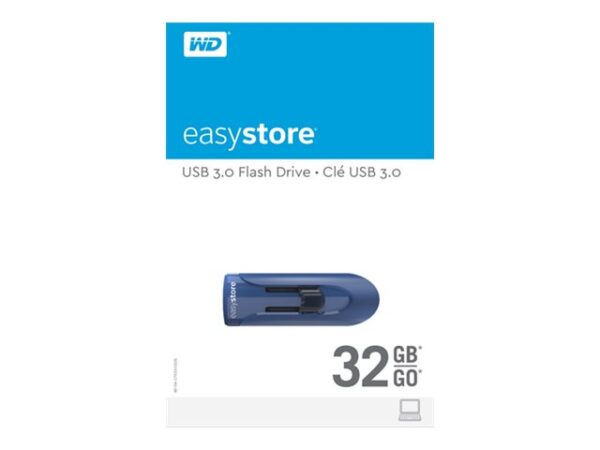 WD - Easystore 32, 64, 128GB USB 3.0 Flash Drive - Blue - Image 2